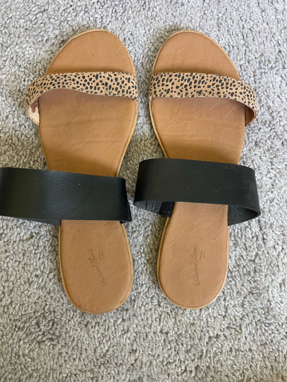 Universal Thread Black & Leopard-Print Slide Sandals